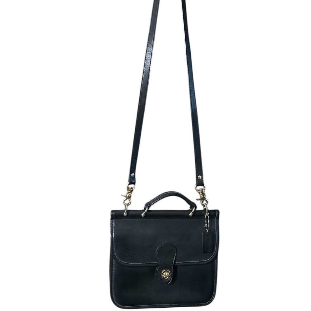Coach Black Leather Vintage Willis Top Handle Bag EUC